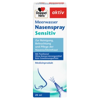 Abbildung der Produktverpackung Doppelherz aktiv Meerwasser Nasenspray Sensitiv Frontansicht